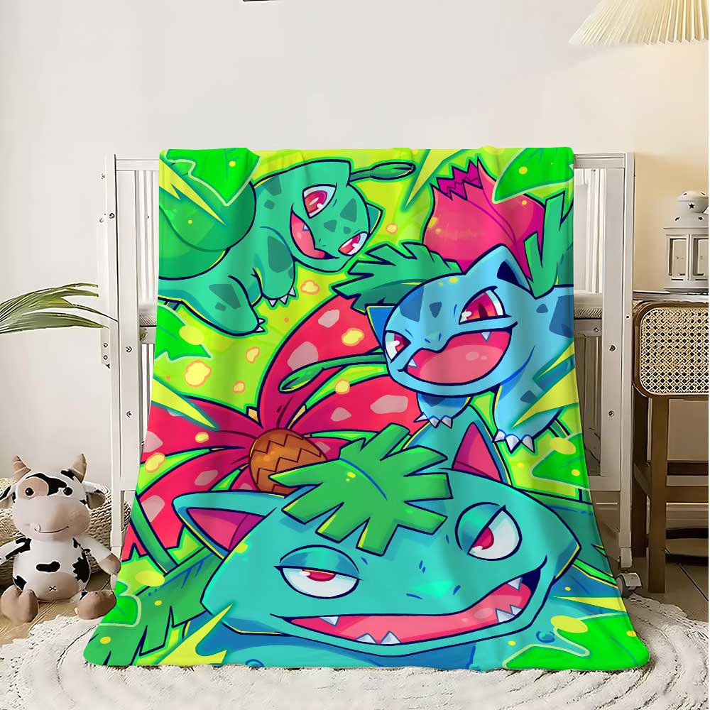Decorative Sofa Blankets for Bed Po-ke-mons-Bulbasaurs Knee Blanket School Bedroom Decoration Home Bedspread the Throw Winter