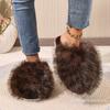 Autumn and winter imitation fox hair leopard print slippers women's warm fluffy plush cotton slippers