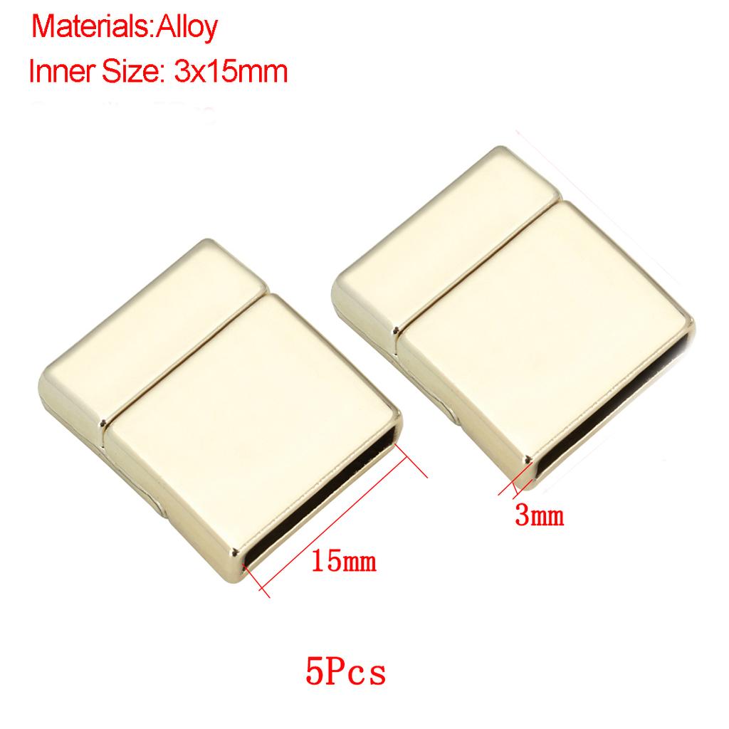 Jewelry Findings Leather Bracelet Clasp DIY Magnet Hook Rhodium Magnetic Clasp Flat Hole 15*3mm