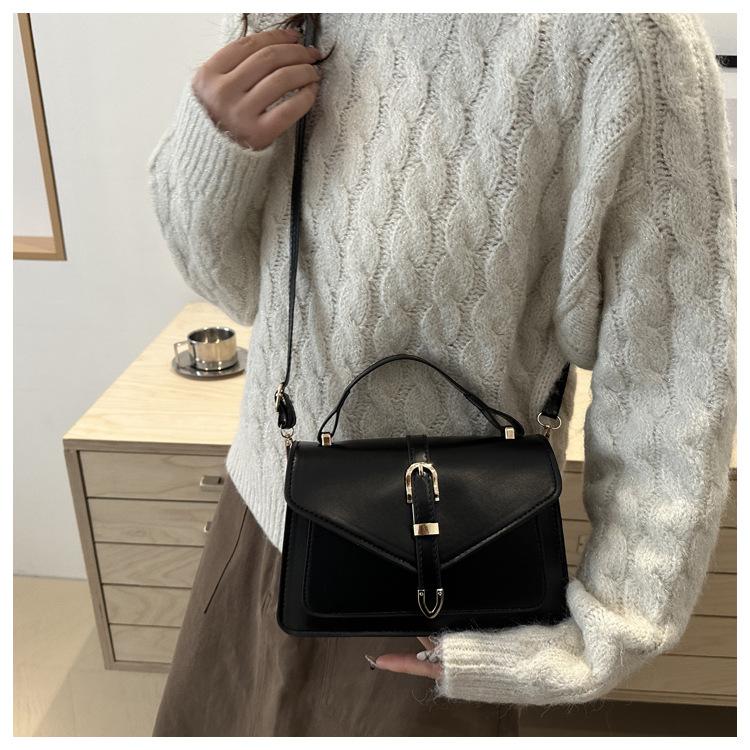 Simple Street Style Faux Leather Shoulder Bag, Adjustable Strap Crossbody Square Purse for Women CLE