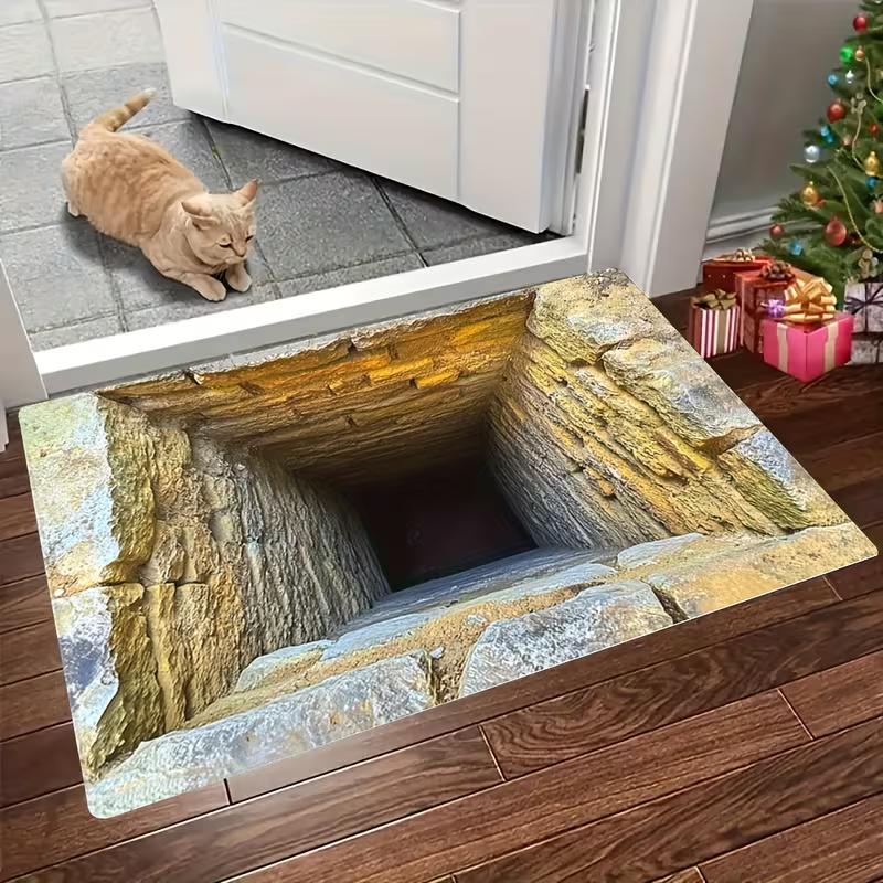 Visual Illusion: Endless Abyss Door Mat Flat Modern Home Decoration in Bathrooms Kitchens Living Rooms Entrances and Other Rooms 50X80cm