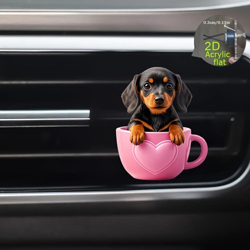 2D flat cup dog car vent clip decorative diffuser (fragrance not included), car interior decoration, aromatherapy clip, ideal for holiday gifts