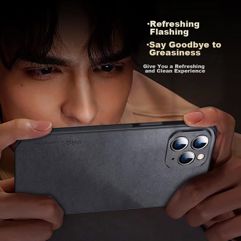 IPhone 11 Pro Max Case, Shockproof Camera Protection, Full Coverage Soft, Luxury Silicone Outer Casen, Black Leather Cover