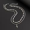 Bolt/Star Pendant Choker Layered Necklace Imitation Pearls Bead Neckchain for Women Girls Fashionable Jewelry Gift