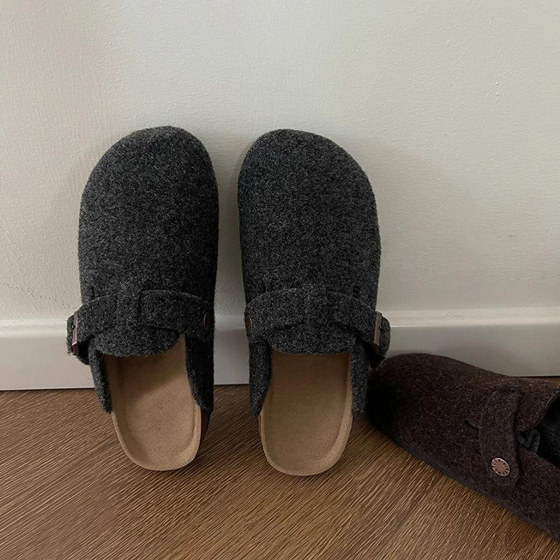 Баотоу полуботинки женские носят популярные интернет-знаменитости шерстяные на плоской подошве пробка Birkenstocks 35
