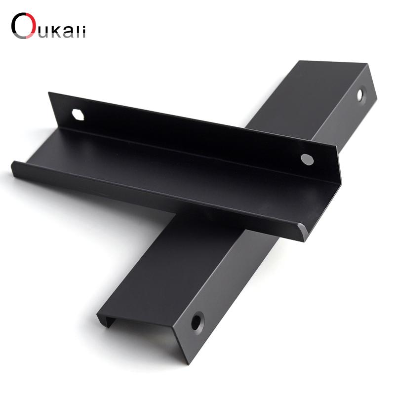 Oukali Simple 800mm Aluminum Profile Hidden Handle Embedded Kitchen Wardrobe Profile Drawer Cabinet Furniture 128Mm Gold Handles