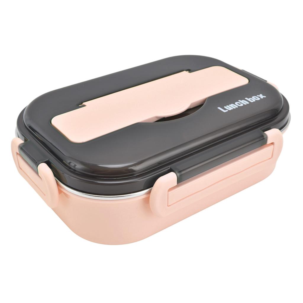 Lunch Box 1000ml Two Compartments Safe Durable Good Sealing Performance Portable Bento BoxPink