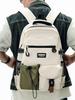 New Large Capacity Backpack for Men's High School Travel Backpack Trendy Japanese Solid Color College Student School Bags Versat