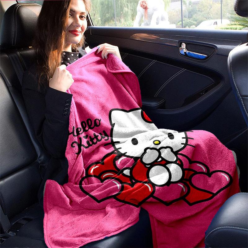 1pc. Hello Kitty Heart Print Blanket - Perfect for Home, Office, Outdoor Use, Gift Idea, Suitable for All Seasonsz041721