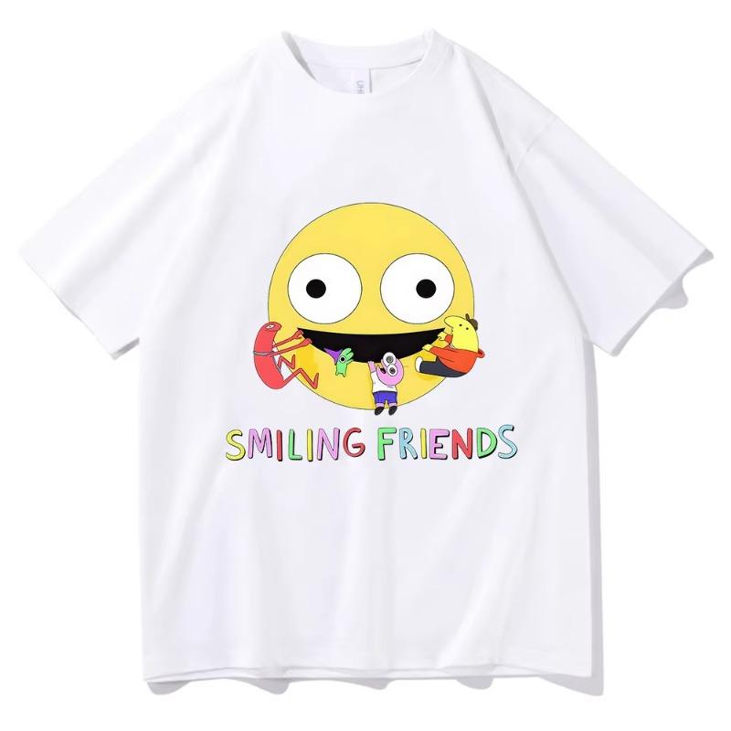 Funny Smiling Friends Cartoon Print Tshirts Summer Spring  Teeshirt Graphic Printing Tshirts High Quality Soft Tees