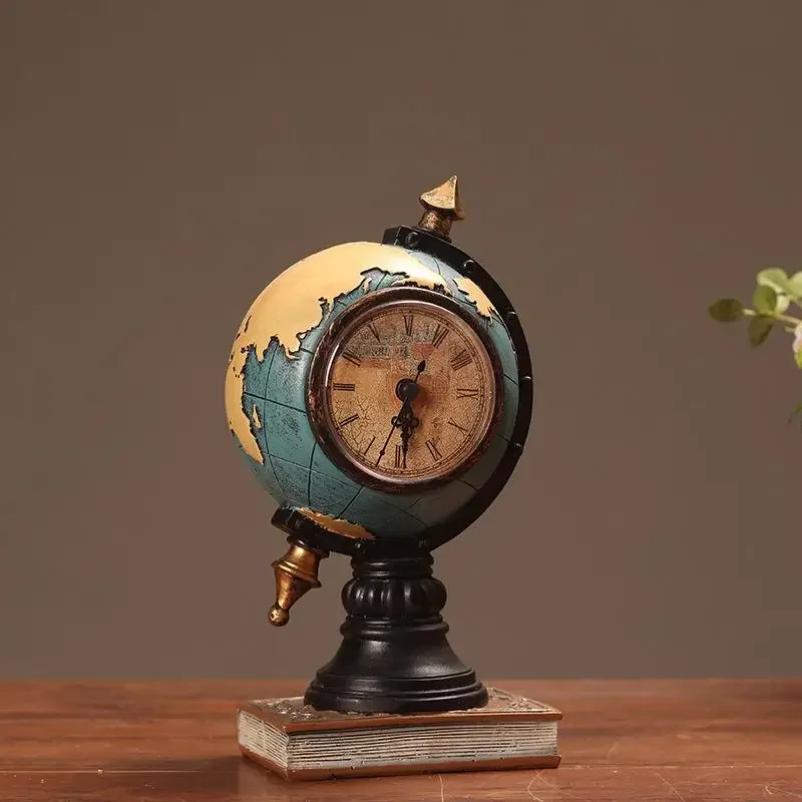 1pcs Creative Retro Home Decoration Accessories Mini Globes Clock Miniature Figurines Home Decor Crafts