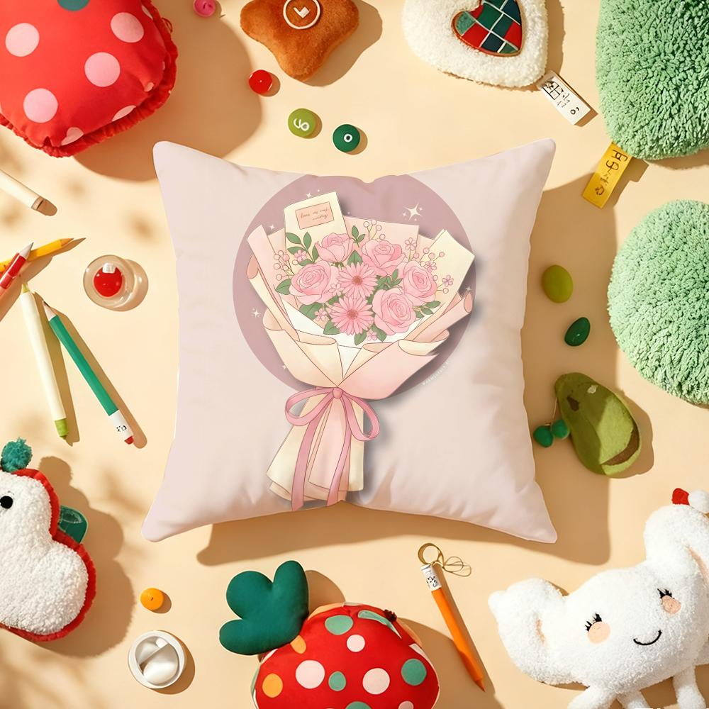 Beautiful Flowers Cushion Cover Soft Short Plush DoubleSided Printing Home Decor Machine Washable Pillow Case Gift