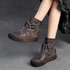2026 Spring New First Layer Cowhide Hollow Out Clog Boots Retro Style Ventilated Ankle Shoes for Women