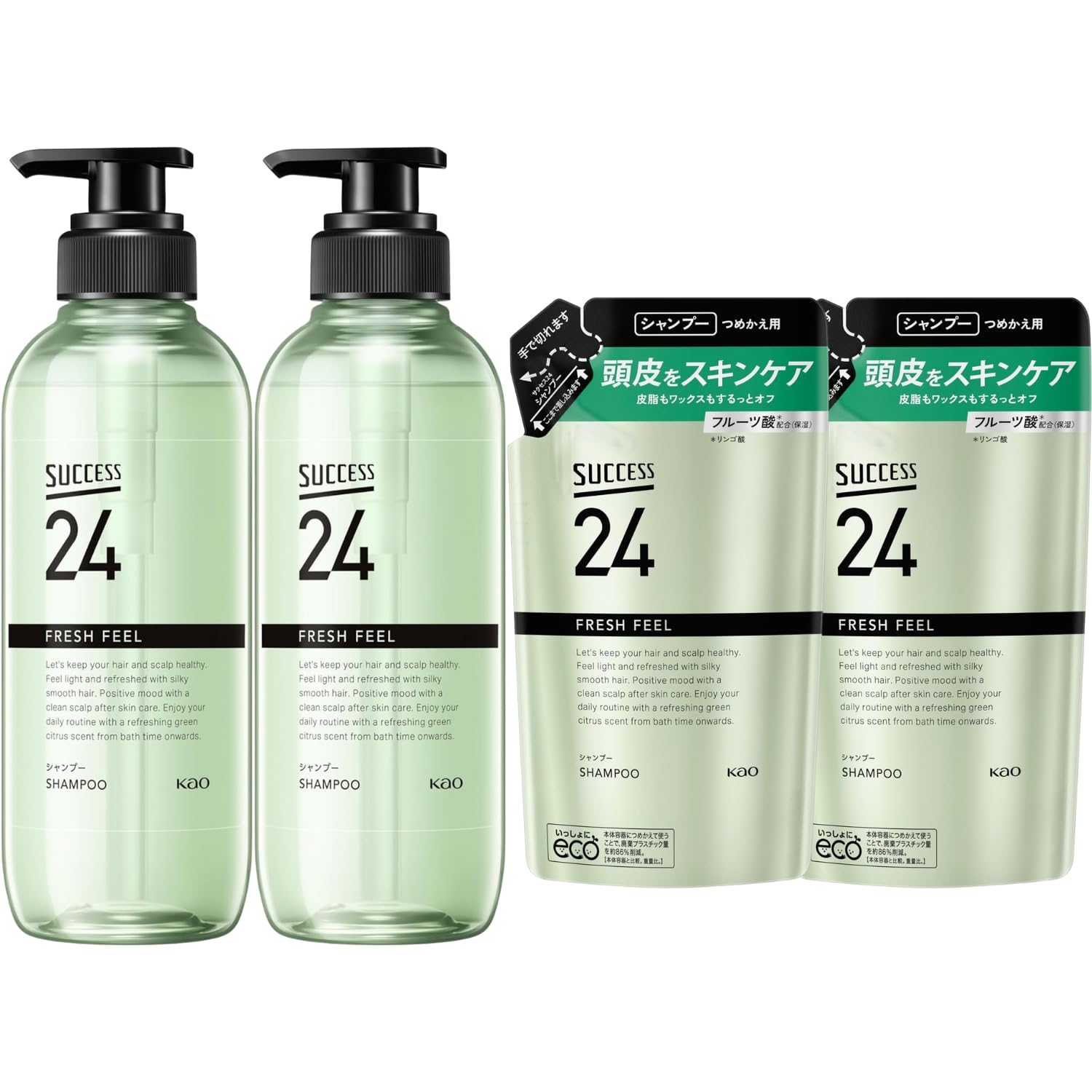 

Шампунь Kao Success 24 Fresh Feel 400 мл Сменный блок 320 мл Набор из 2 основных блоков 2 сменных блока 8LINK + +