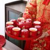 New Style Chinese Wedding Tea Set with Red Tray: Festive Bride Engagement Gift