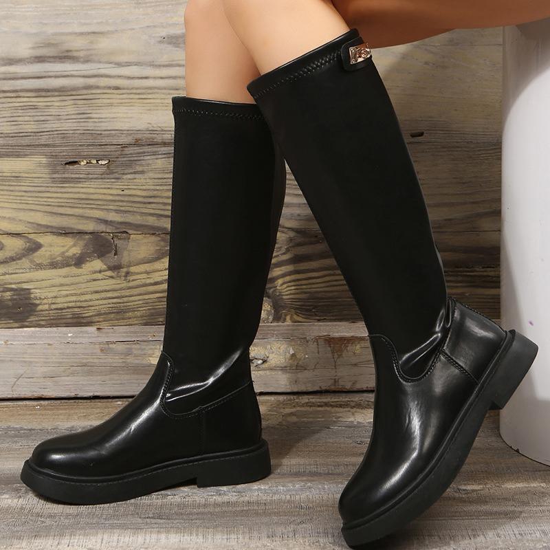 Autumn Winter Women Knee High Long Boot New Fashion Pu Leather Platform Shoes Knight Boots Back Zipper Ladies Long Botas Mujer