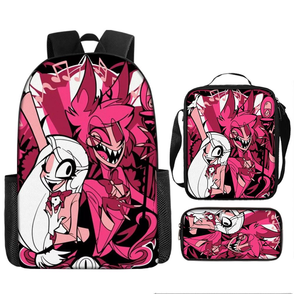 Hell Inn Hazbin Hotel Student Rugzak Cartoon Schooltas Drie Delige Set Rugzak Schoudertas Etui three-piece set