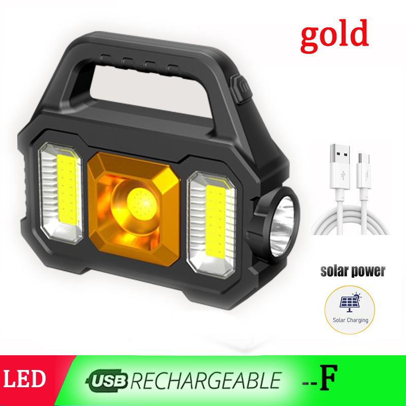 NEW USB Rechargeable Super Bright Solar LED Camping Flashlight With COB Work Lights Handheld Solar Powered Lanterns Searchlight