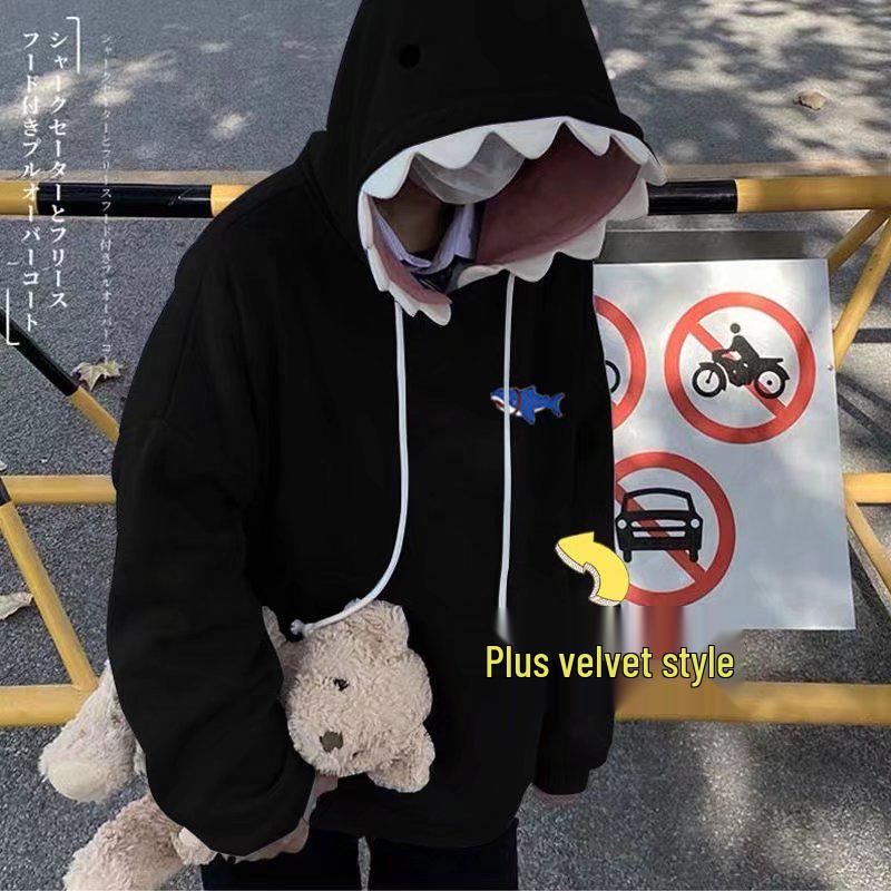 Trendy Couples' Loose Shark Pullover Sweater - Fun and Comfy for Students and Fashion Lovers