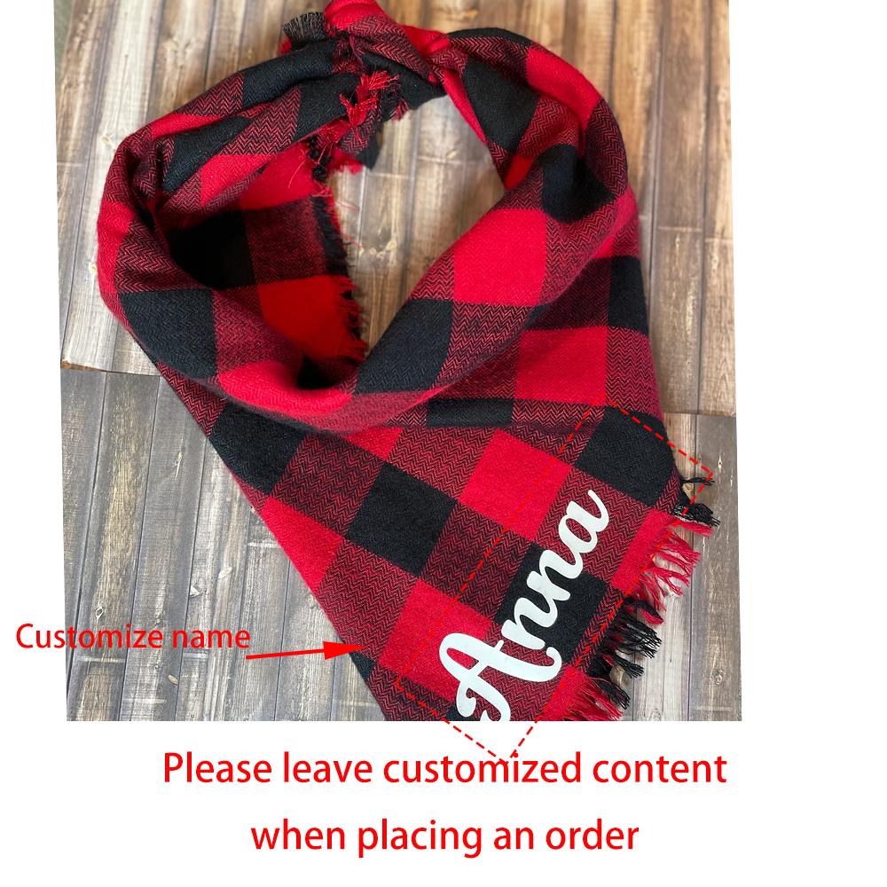 

Custom Dog Bandana Frayed Fringe Tie-on Bandana Buffalo Plaid Dog Clothes Christmas Party Decor Wedding Engagement Photo Shoot 1pcs 65x45x45cm