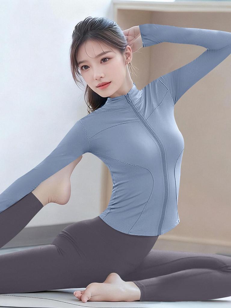 2025 Autumn Winter Stand Collar Slimming Yoga Jacket - Long Sleeve Professional Pilates Fitness Top