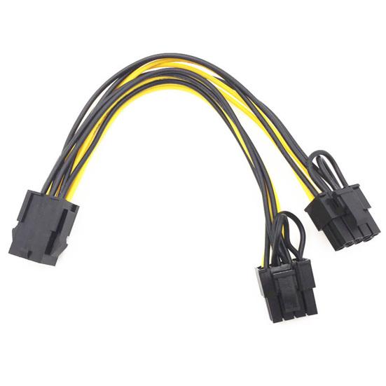 

20cm 6Pin to Dual 8Pin Card Power Cable Durable Graphics Power Extension Cord Adapter