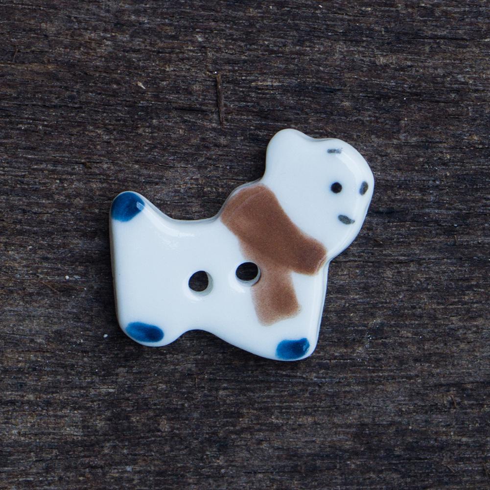 Exquisite UK Handmade Jingdezhen Ceramic Puppy Buttons for DIY Clothing