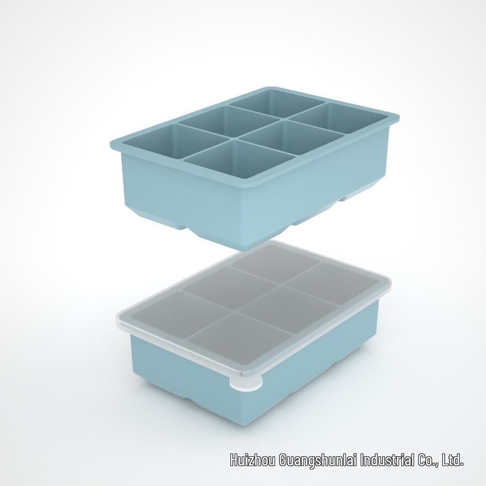 Silicone Ice Cube Tray with Lid: 4-Grid Frozen Soup & Food Storage Box