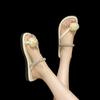 Flower cover toe cool slippers women wear summer new simple and thin square head flat bottom sandals women