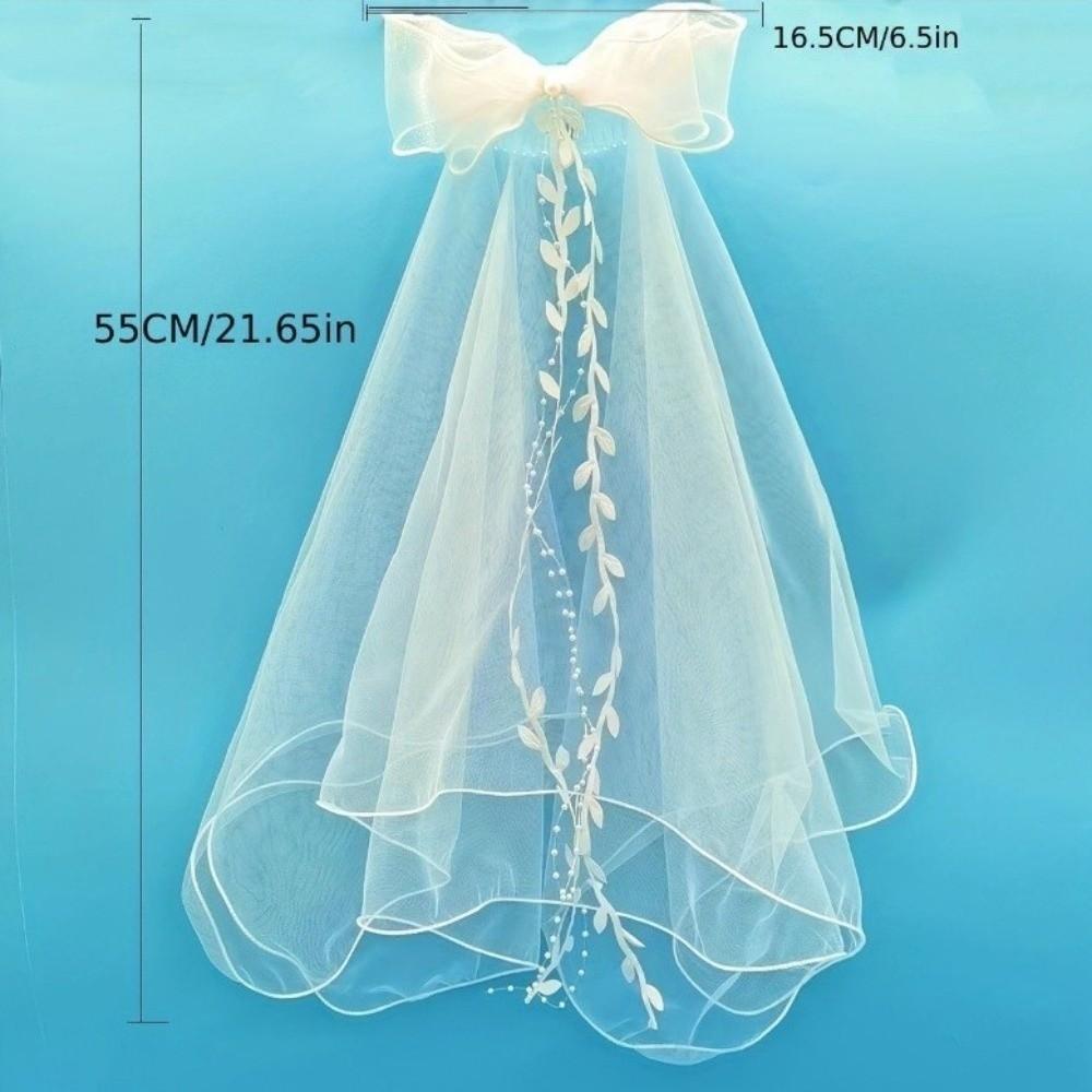 Mesh Bridal Veil Two Layer Bow Veils Simple Wedding Veils  Women/Girls
