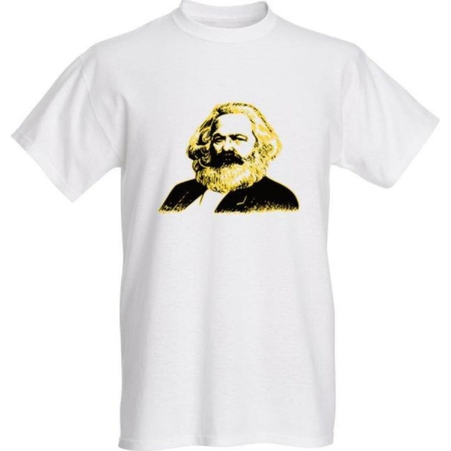 Classy Canuck Karl Marx Portrait T-Shirt - Black & Yellow - Marxism - Political Tee XXXXXL белый