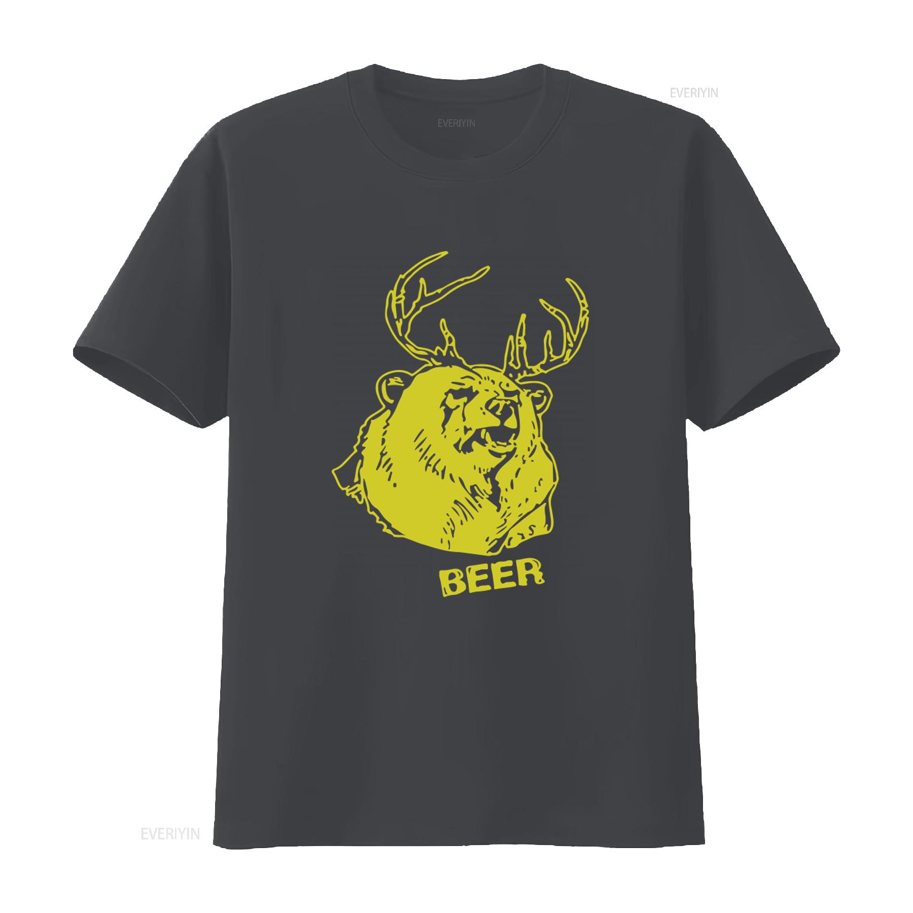 

Beer Bear Deer Drinking Funny T Shirt for Casual vintage Washed Slightly Comfortable Soft Stretched fashion M