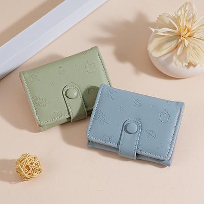 Portafoglio a tre ante Alan carino in pelle PU: Design Cartone Animato Corto, Porta Carte Multifunzionale per Signore