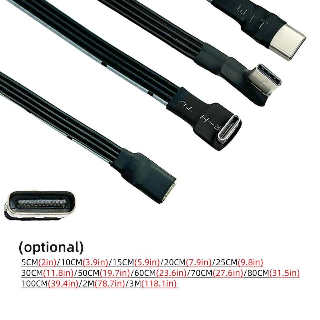 USB C Male to USB C Female Extension Cable 90 Degree Ribbon Flat USB C Cable 18W Charging Data Transfer 480Mbps