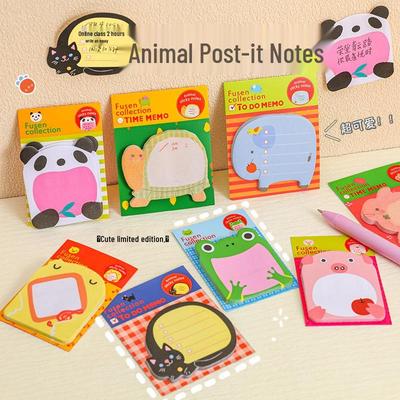 Korean Cartoon Zoo Animal Memo Pad - Cute Tear-Off Sticky Notes for Students