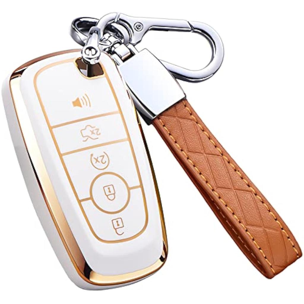 Ford Keychain Cover, Explorer Mustang Escape Edge Lincoln Premium Soft TPU Fully Protected Key Case Remote Key Holder