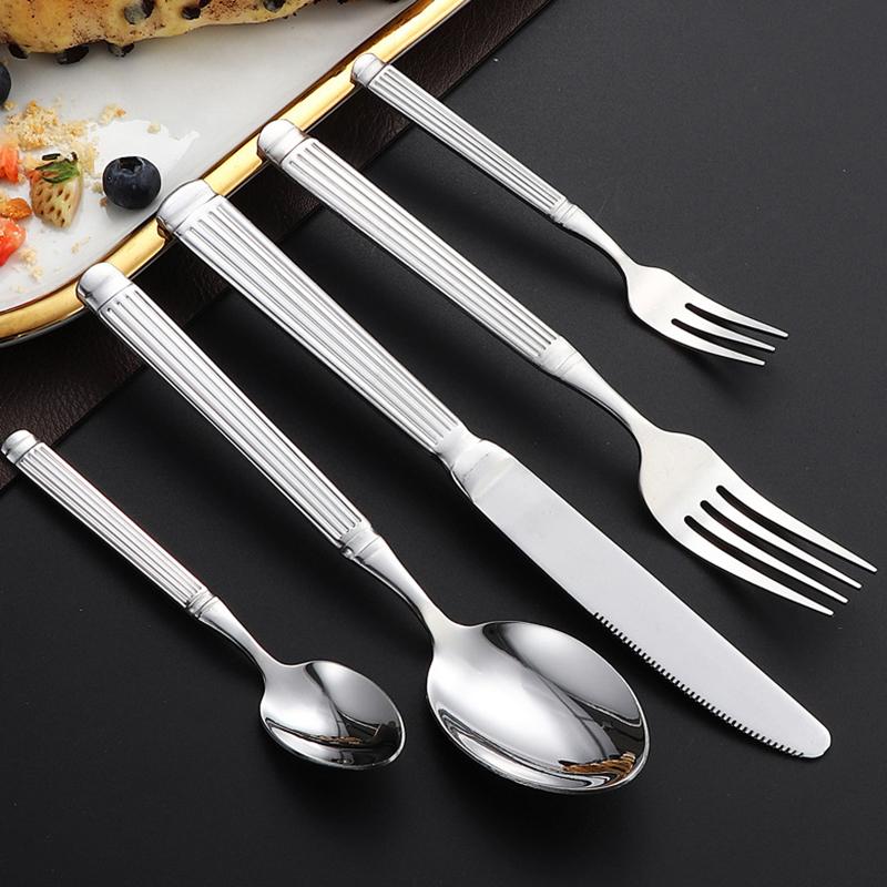 Stainless Steel Silver Dinner Dinnerware Knife Fruit Fork Spoon Cutlery Kitchen Wear Resistant Tableware Silverware