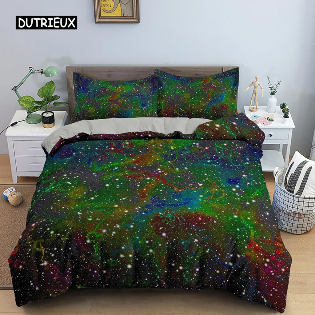 Povlak na přikrývku Barevné hvězdicové ložní prádlo Přehoz na postel Outer Space Povlak na postel Sky Light s potiskem pro děti