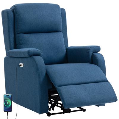 Electric Recliner Armchair with Footrest In Linen-Effect Fabric, 79x90x106 Cm, Dark Grey