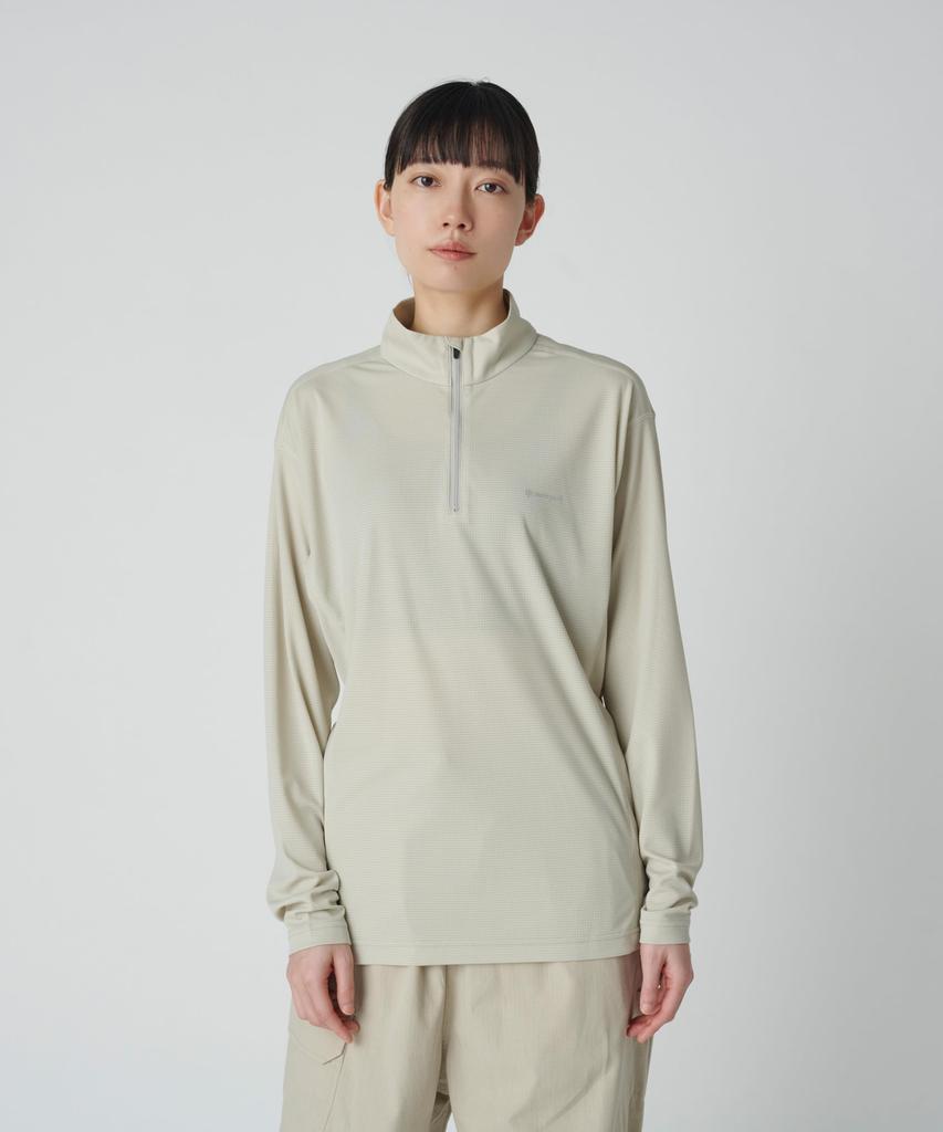 Snow Peak PE Power Dry Half Zip Pullover size XLIVORYSW-25SU013, perfect for festivals, camping, and outdoor activities