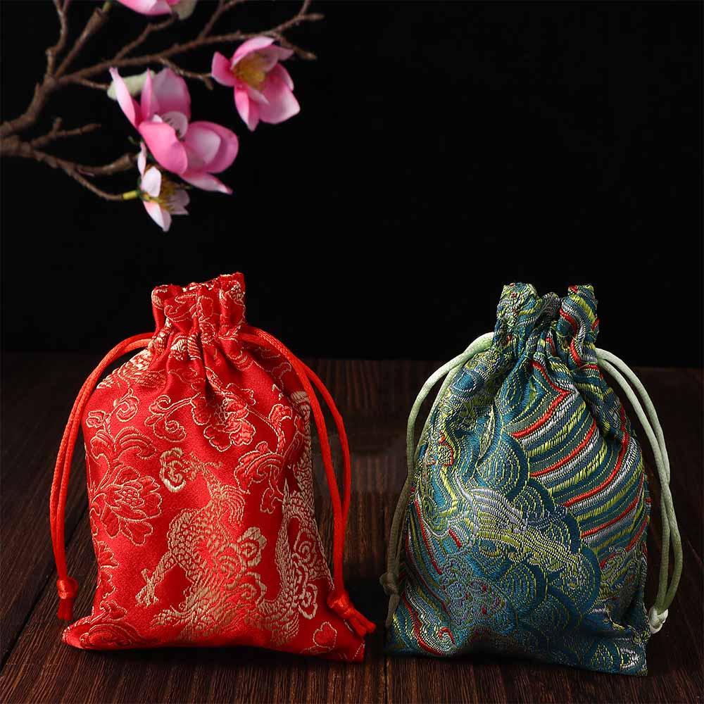 Tie Candy Drawstring Wedding Embroidered Party Jewelry Packaging Bag Pouch Storage Bag Satin