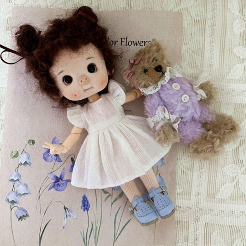 Lotus Leaf Sleeve Dolls Outfits Dresses Doll Clothes Skirt  for 1/11 OB11 Dolls/for 1/12 BJD
