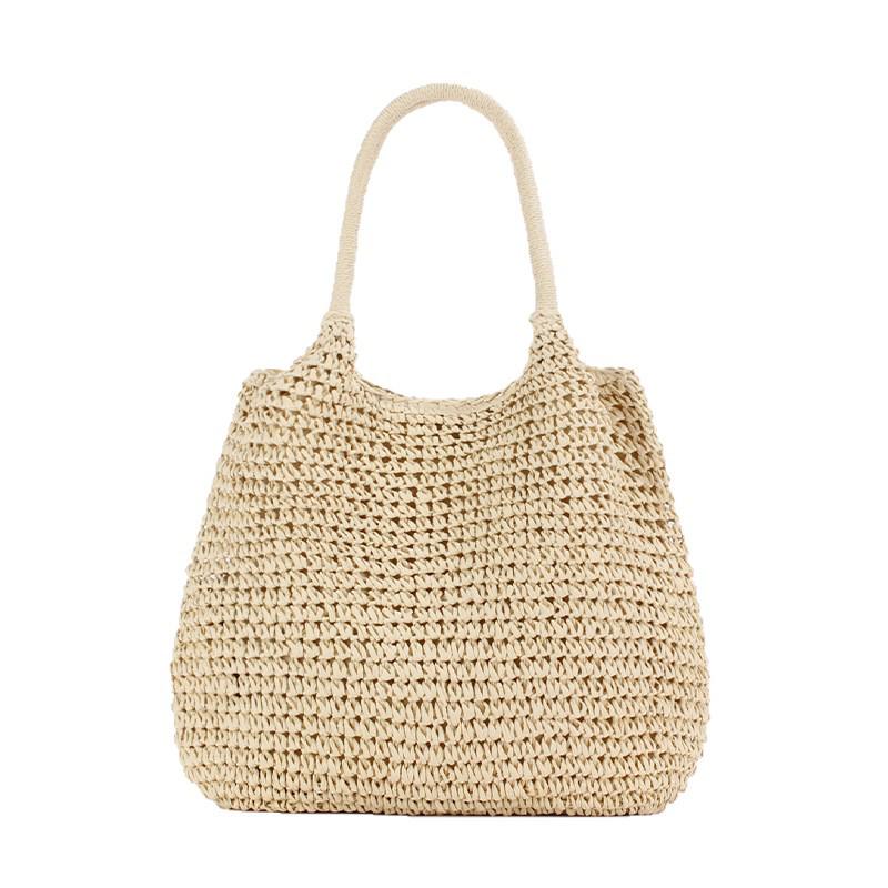 Letnia ręcznie robiona plisowana pleciona z papieru torba crossbody na ramię - damska torba o dużej pojemności