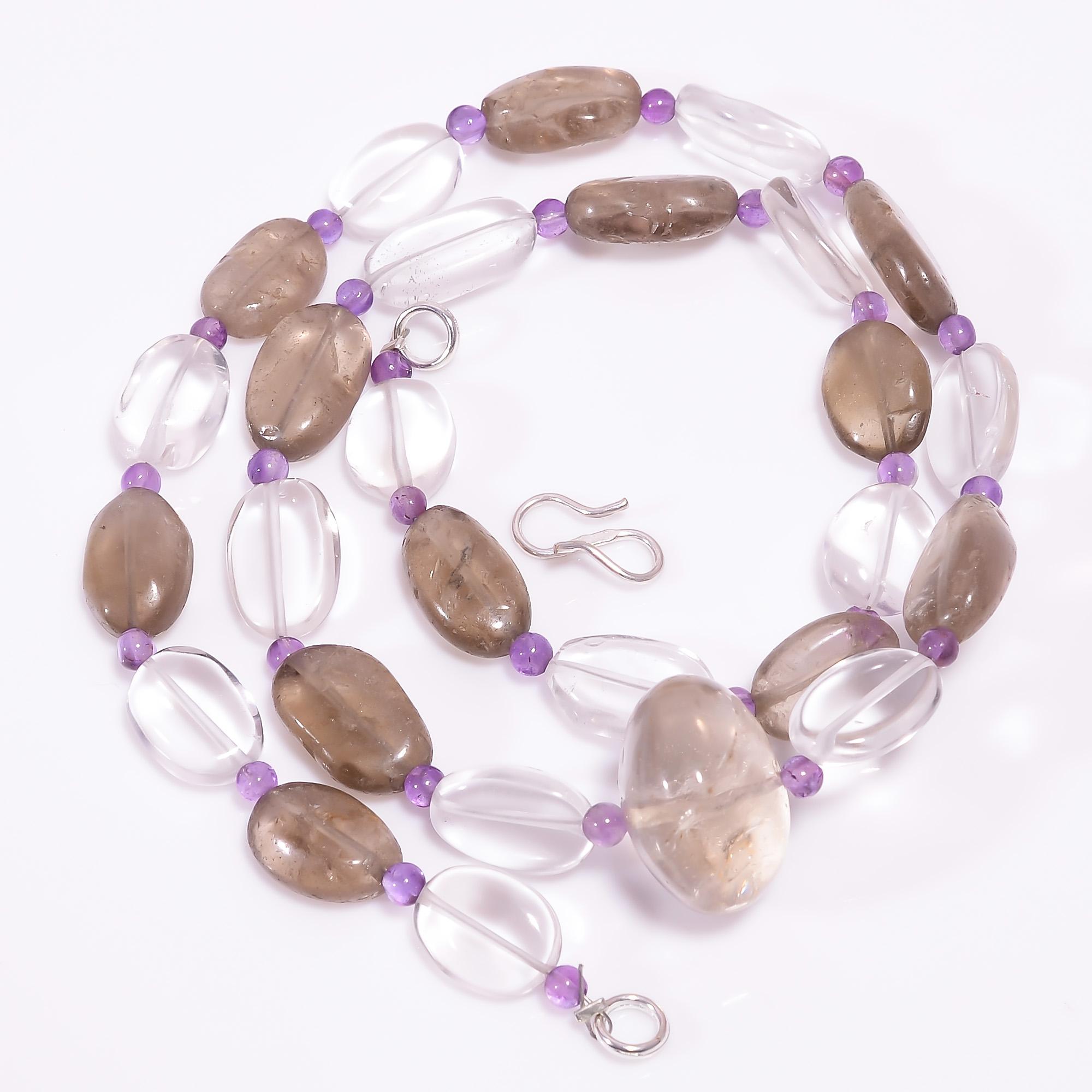 

Натуральный кристалл дымчатого кварца аметист драгоценный камень бусы ожерелье 3-18 мм 18 UB7946 UB-7946