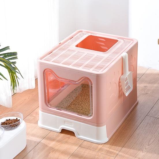 Enclosed Cat Litter Tray Extra Large Cat Litter Box with Lid And Drawer Anti-splash Hop-In Cat Toilet Includes Cat Litter Scoop