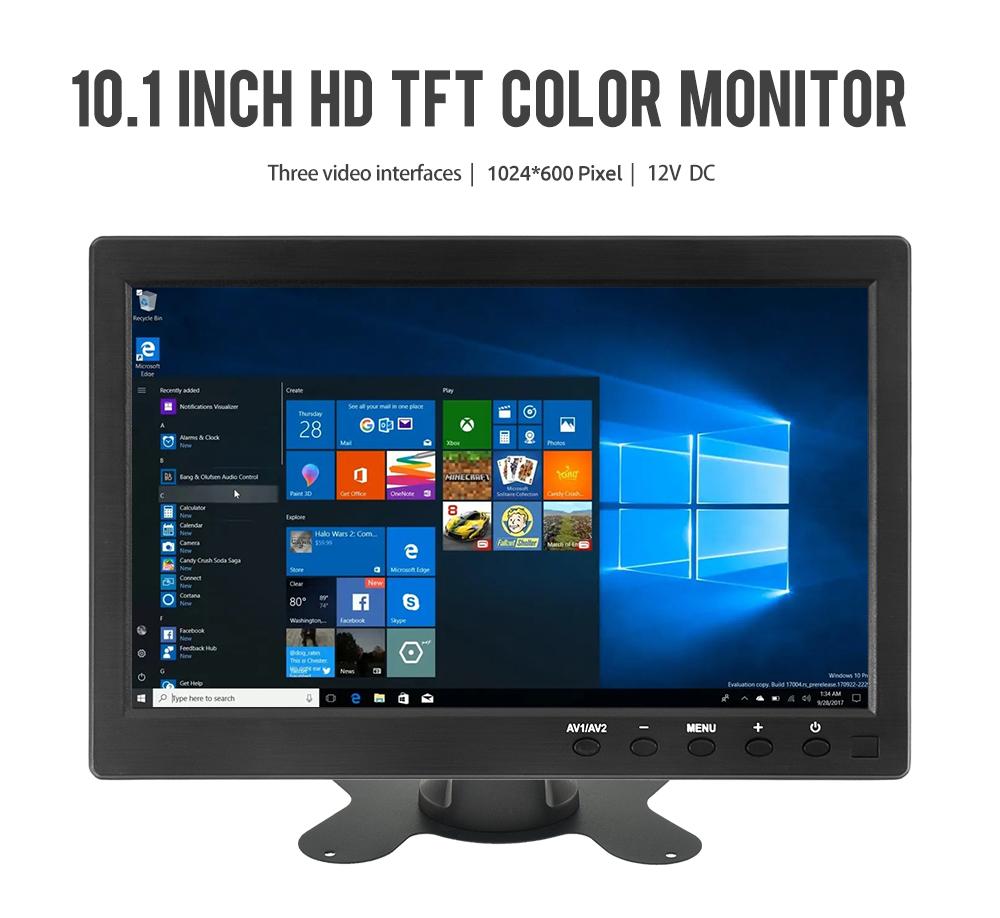 10.1 Inch Car Monitor Hdmi VGA for TV Portable PC Display Home Security System LCD Color Screen for Backup Camera