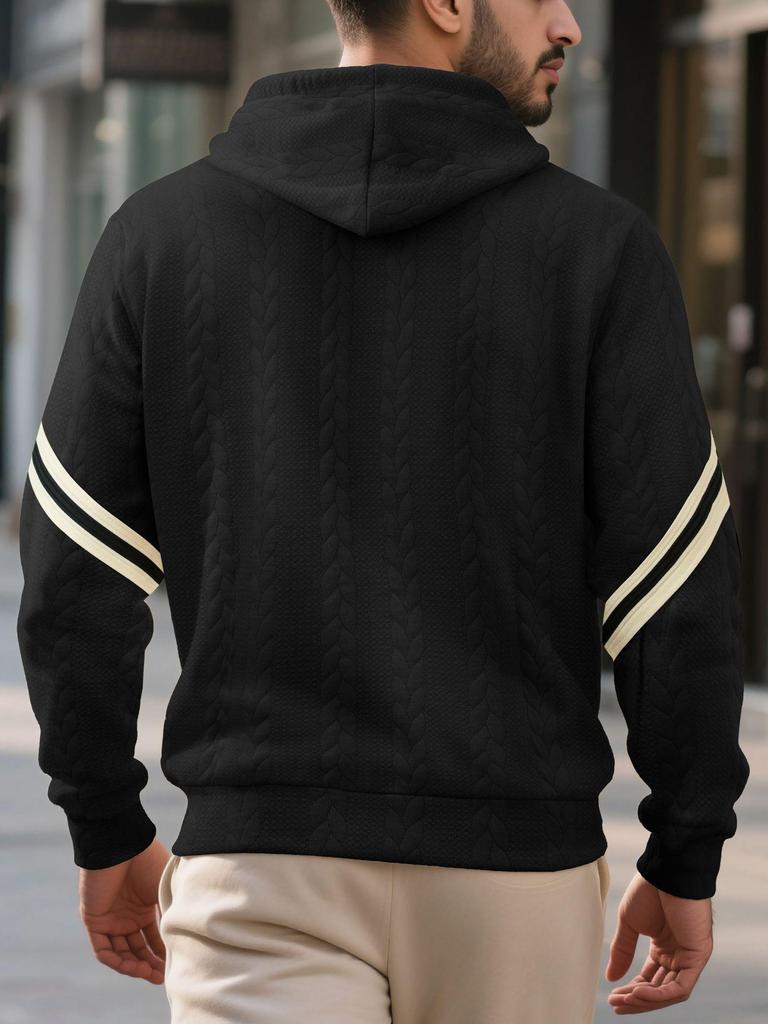 Autumn/Winter Jacquard Heavyweight Men's Warm Hooded Outdoor Sports Hoodie