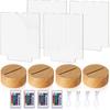 4 Set LED Valentine Night Light Lamp Base Gift DIY 3D Clear Acrylic Blank Engrave Sheets with Remote Control USB Cable 16 Color 4 Mode for Room Cafe