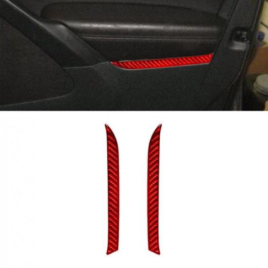 2Pcs For Volkswagen Tiguan 13-17 Red Carbon Fiber Front Door Panel Frame Cover