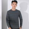 Yiliteng Men's Striped Pure Wool Round Neck Sweater